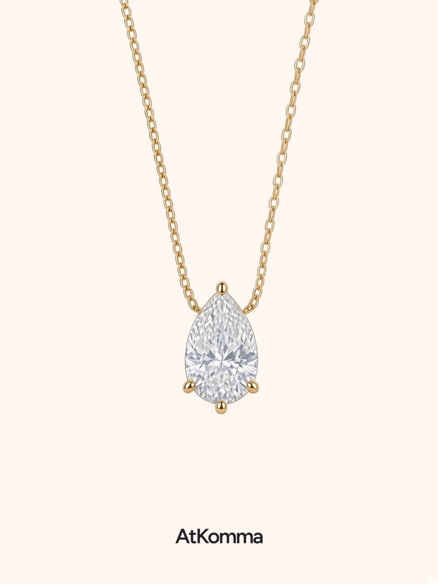 Pear Bezel Necklace